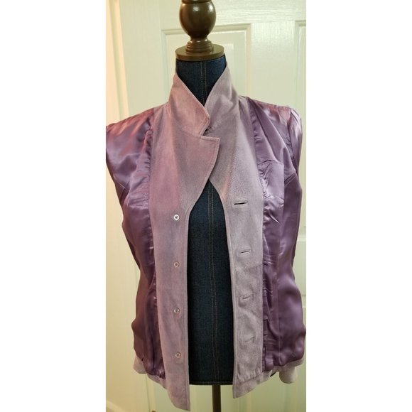 ✅#55C Pre-owned Classiques Entier mauve suede coat S - Picture 4 of 15